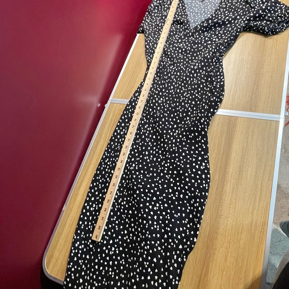 a new day Black and White heart pattern Midi Dress - Picture 5 of 7